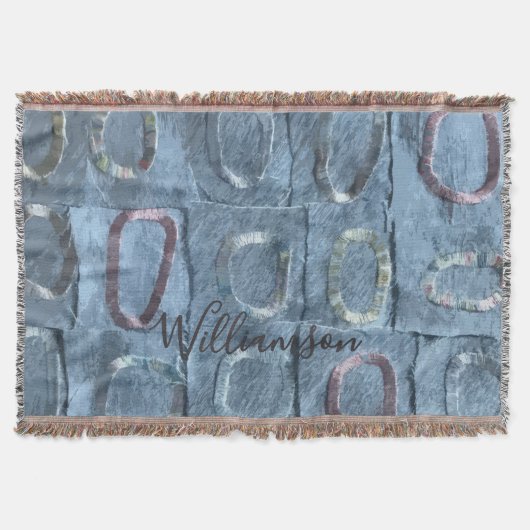 Aangepast abstract blauw geometrisch patchwork uit deken (Voorkant)