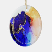 Aangepast Abstract blauw Oranje goudweddenschap Keramisch Ornament (Rechts)