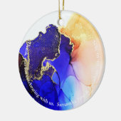 Aangepast Abstract blauw Oranje goudweddenschap Keramisch Ornament (Links)