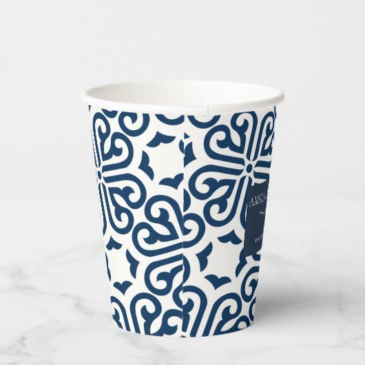 Aangepast Abstract blauw Takeaway Coffee Papieren Bekers (Rechts)