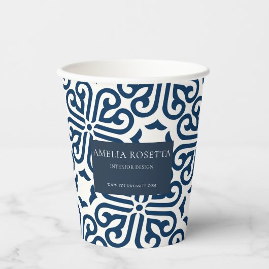 Aangepast Abstract blauw Takeaway Coffee Papieren Bekers (Voorkant)