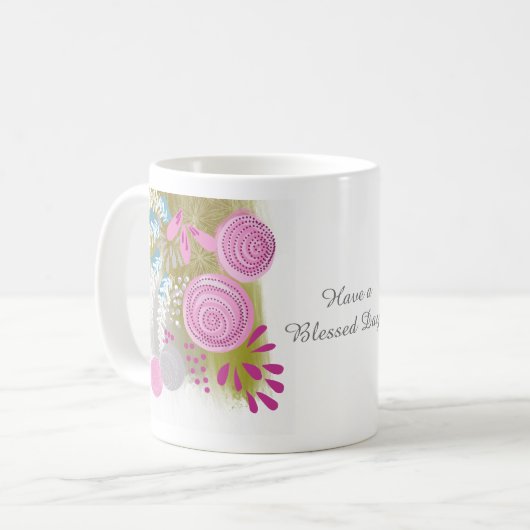 Aangepast abstract bloemmotief koffiemok (Voorkant links)