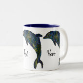 Aangepast Abstract Dolphin-kunstwerk voor kleuren Tweekleurige Koffiemok (Voorkant rechts)