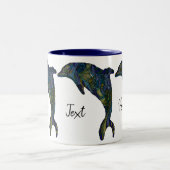 Aangepast Abstract Dolphin-kunstwerk voor kleuren Tweekleurige Koffiemok (Center)