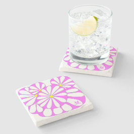 Aangepast Abstract Floral design in roze | Stenen Onderzetter
