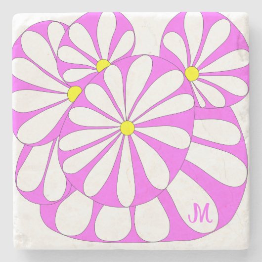 Aangepast Abstract Floral design in roze | Stenen Onderzetter (Voorkant)