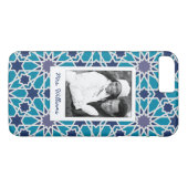 Aangepast Abstract foto- en naamblauw en grijs pat Case-Mate iPhone Case (Achterkant (Horizontaal))