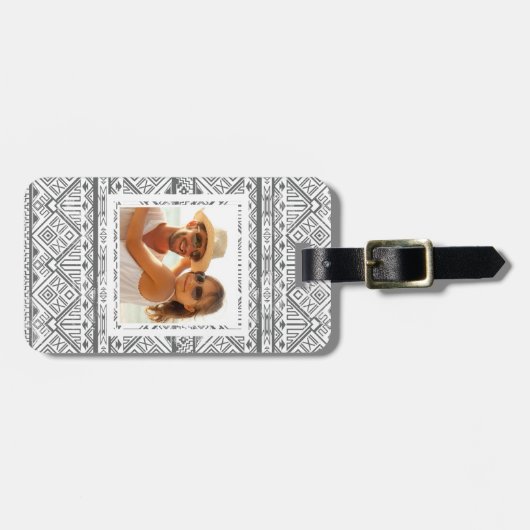 Aangepast Abstract Geometric Aztec Pattern 2 Bagagelabel (Voorkant horizontaal)
