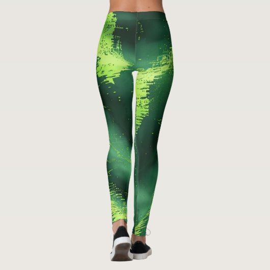 Aangepast Abstract groen mospatroon Leggings (Achterkant)