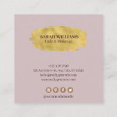 Aangepast Abstract Lila roze marmer Gold en Glitte Vierkante Visitekaartje (Achterkant)