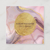 Aangepast Abstract Lila roze marmer Gold en Glitte Vierkante Visitekaartje (Voorkant)