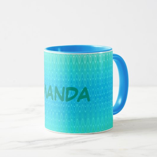 Aangepast Abstract Turquoise Blue Mok (Voorkant rechts)