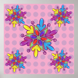 Aangepast abstracte caleidoscoop bloempatroon poster