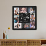 Aangepast acht foto-inklage-liefdesquote zwart vierkante klok<br><div class="desc">Moderne 8 Foto collage muurklok met een familieliefde citaat om het een gedenkwaardig klokkengeschenk te maken voor gezinshereniging,  nieuw huishouden en feestdagen.</div>