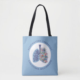 Aangepast Ademhalingstherapeut Bloemige Longen Cad Tote Bag