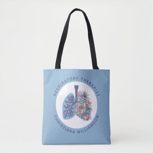 Aangepast Ademhalingstherapeut Bloemige Longen Cad Tote Bag (Voorkant)