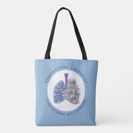 Aangepast Ademhalingstherapeut Bloemige Longen Cad Tote Bag (Achterkant)