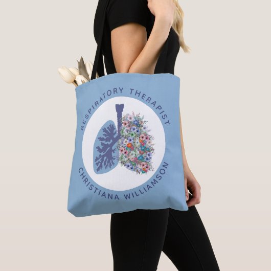 Aangepast Ademhalingstherapeut Bloemige Longen Cad Tote Bag (Dichtbij)