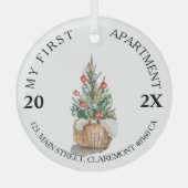 Aangepast adres 2021 voor mijn eerste appartement glas ornament (Voorkant)