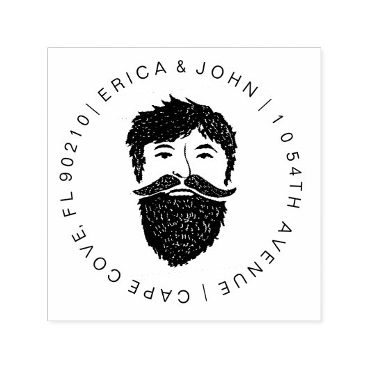 Aangepast adres Bearded man Zelfinkt Retouradres Zelfinktende Stempel (Design)