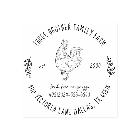 Aangepast adres Boerderij Fresh Eggs Homestead & C Rubberstempel (Afrduk)