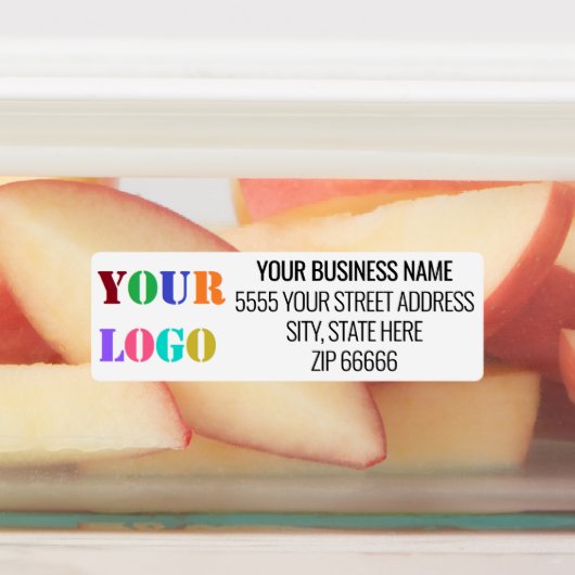 Aangepast adres en Logo voor bedrijfsnaam Labels (Aangebracht)
