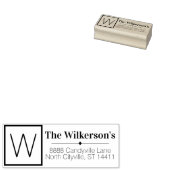 Aangepast adres en naam en groot monogram Initiaal Rubberstempel (Gestempeld)