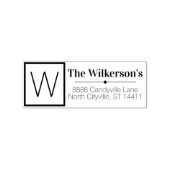 Aangepast adres en naam en groot monogram Initiaal Rubberstempel (Afrduk)