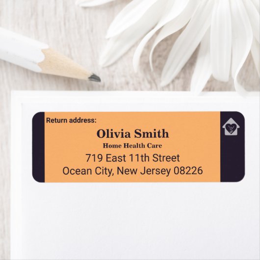 Aangepast adres en terugzendlabel voor senior zorg etiket (Insitu)
