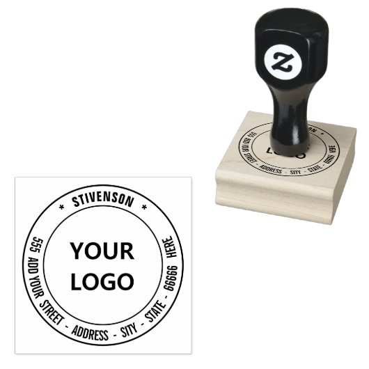 Aangepast adres Naam Stempel met Logo of Foto (Gestempeld)
