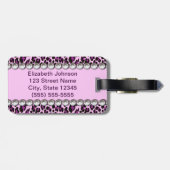 Aangepast adres Paarse leopard Glitter Bagagelabel (Achterkant horizontaal)