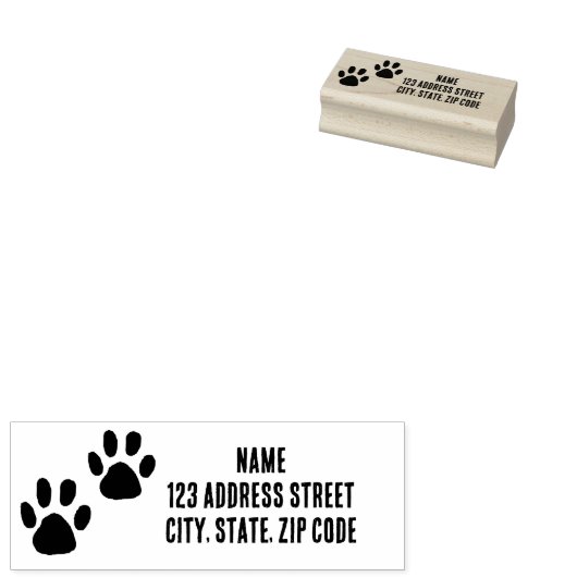 Aangepast adres Paw Prints Hout Art Stamp Rubberstempel (Gestempeld)