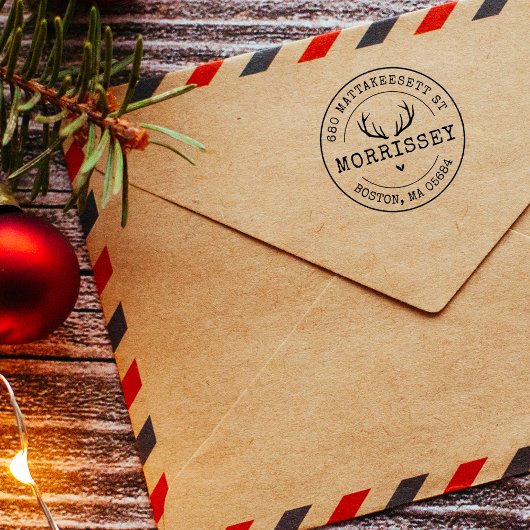 Aangepast adres rendiergewei  zelfinktende stempel