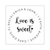 Aangepast adres rubberen stempel, Liefde is zoet Rubberstempel (Afrduk)