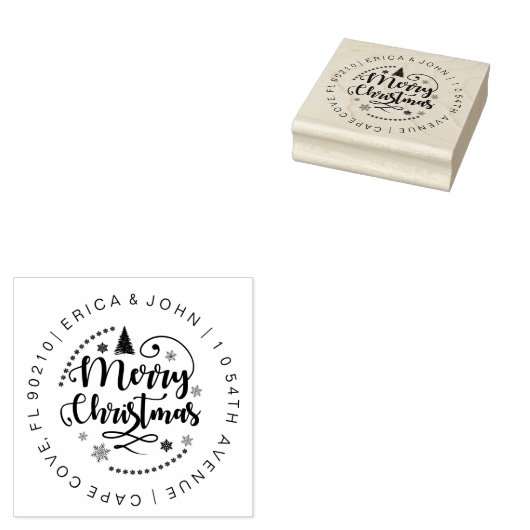 Aangepast adres, rubberen stempel, vrolijk kerstfe rubberstempel (Gestempeld)