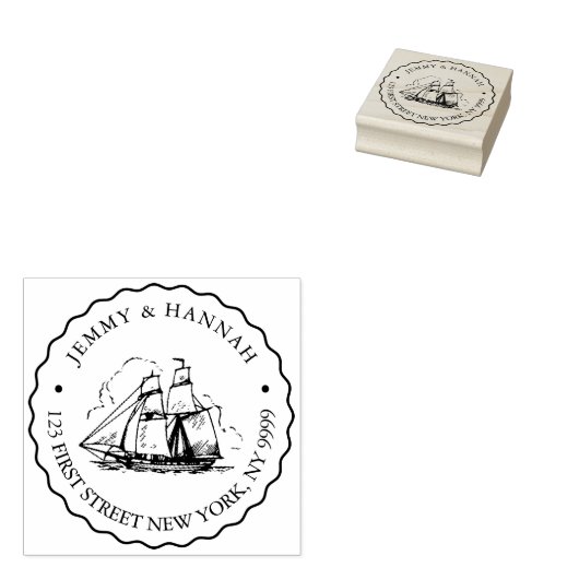 Aangepast adres Stempel, bruiloft Stamp, Scheepsru Rubberstempel (Gestempeld)