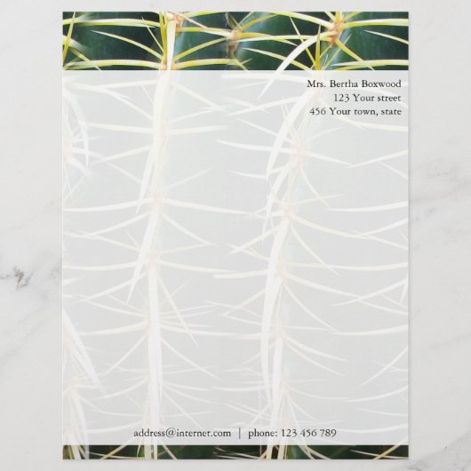 Aangepast adres tropische cactus foto briefhoofd ontwerp (Voorkant)