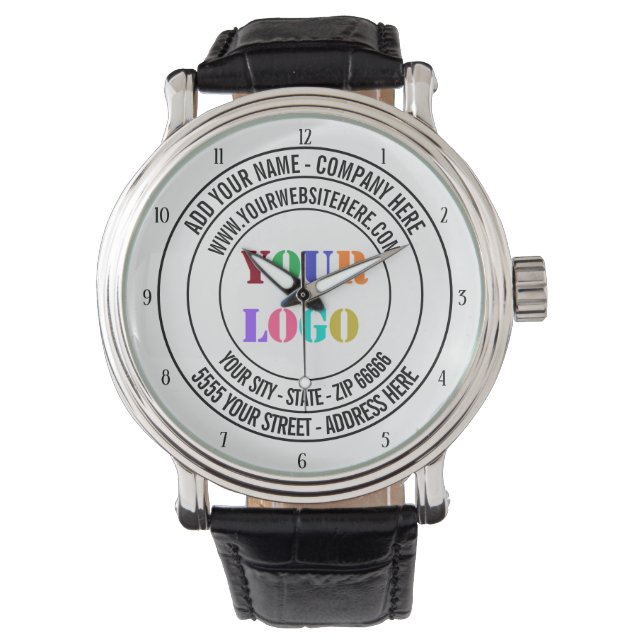 Aangepast adres van Logo Website Promotie Watch Horloge (Voorkant)