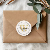 Aangepast adres voor de uitvoer van Monogram Gold  Ronde Sticker