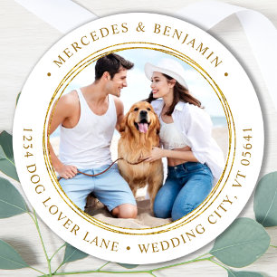 Aangepast adres voor Elegant Weddenschap Gold Retu Ronde Sticker