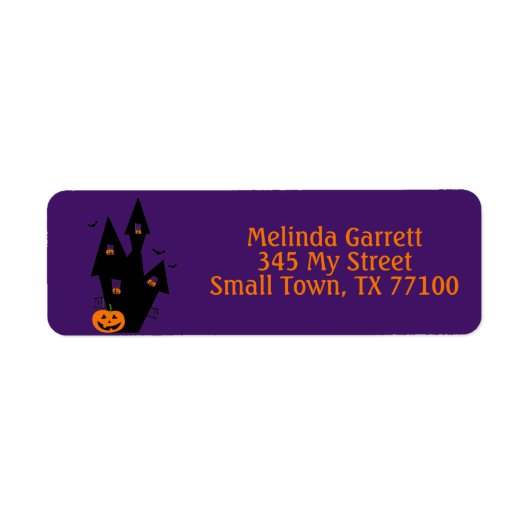 Aangepast adres voor gezaagd huis Pumpkin Fun Hall Etiket (Voorkant)
