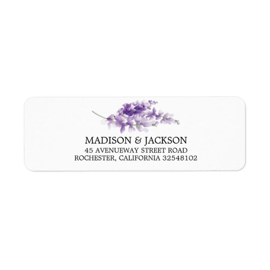 Aangepast adres voor lavender Waterverf Wedding Etiket (Voorkant)
