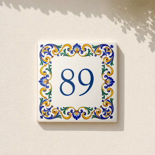 Aangepast adres voor mediterraan villa tegeltje
