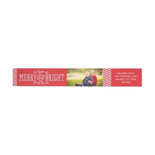 Aangepast adres voor Merry en Bright Red Photo Ret (Individueel)