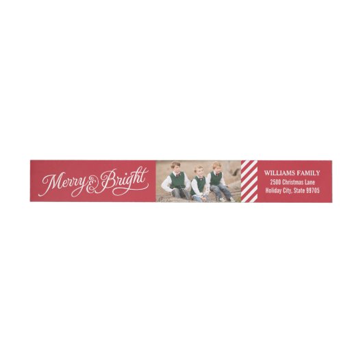 Aangepast adres voor Merry en Bright Red Photo Ret (Individueel)
