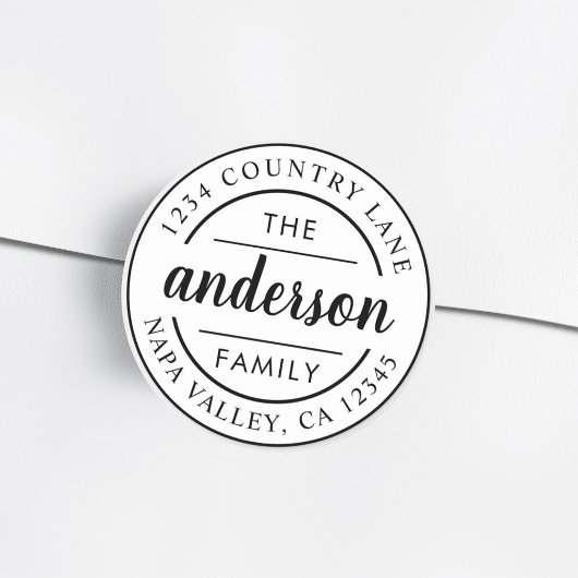 Aangepast adres voor naam van de Script-familie Ronde Sticker