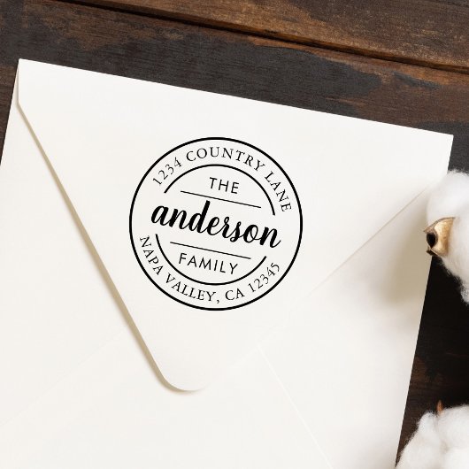 Aangepast adres voor naam van de Script-familie Rubberstempel