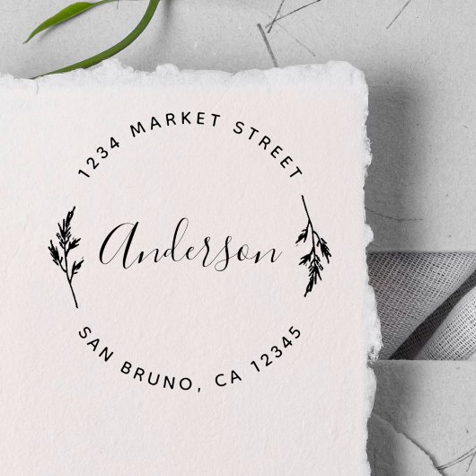 Aangepast adres voor naam van de Script-familie Rubberstempel