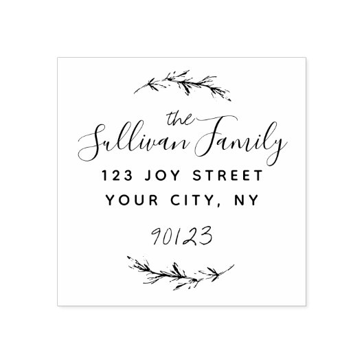 Aangepast adres voor naam van de Script-familie Rubberstempel (Afrduk)