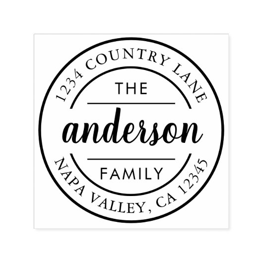 Aangepast adres voor naam van de Script-familie Zelfinktende Stempel (Design)